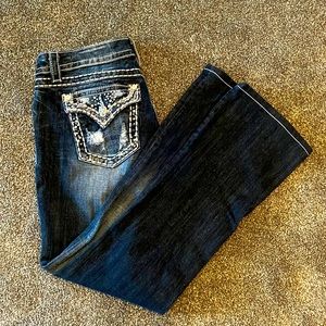 30x34” Miss Me Bootcut Jeans with Teal Paisley Accents